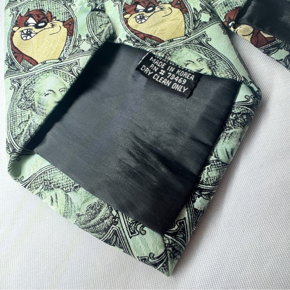 Looney Toons Tazmanian Devil Taz Dollar Bill Vintage Collectible Tie - Picture 7 of 7